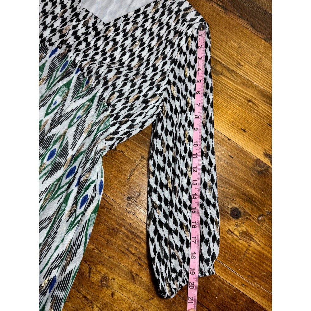 Chicos Ikat Clip Dot Maxi Dress Geo Print V Neck Long Sleeve Tiered Boho 1P/8P - Picture 9 of 14